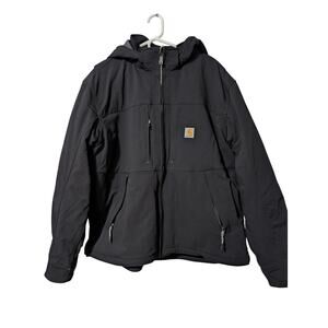 Carhartt XL Men Black Super Dux Relaxed Fit Full Swing Snap In Hood Jacket NWOT
